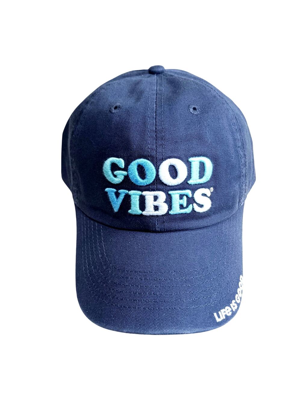 Life Is Good Adult Cap Adjustable Strapback Blue Good Vibes Hat Beach Summer